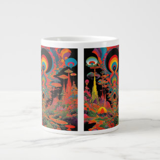 Trippig Vintage 1960-Tal Psychedelisk Retrokonst Jumbo Mugg