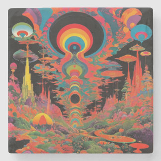 Trippig Vintage 1960-Tals Psykedelisk Retro Konst Stenunderlägg