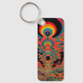 Trippig Vintage 1960s Psykedelisk Retrokonst Nyckelring