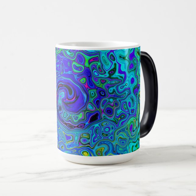 Trippig Violett Blå Abstrakt Retro Flytande Virvel Magisk Mugg (Framsida höger)