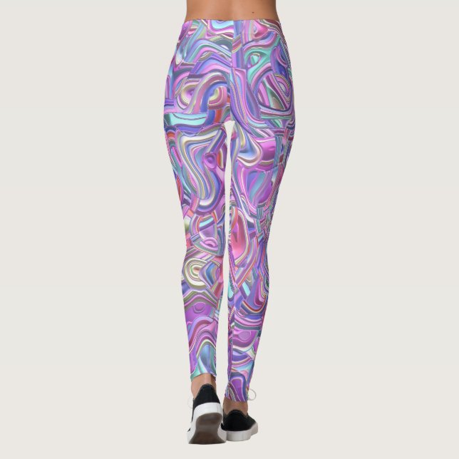 Trippiga färgglada 3D virvlar Leggings (Baksida)