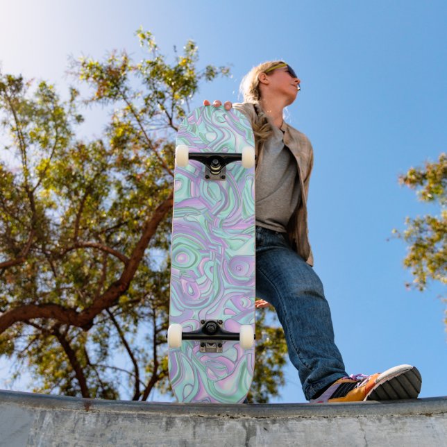 Trippiga färgglada 3D virvlar   Mini Skateboard Bräda 18,5 Cm (Utomhus 1)