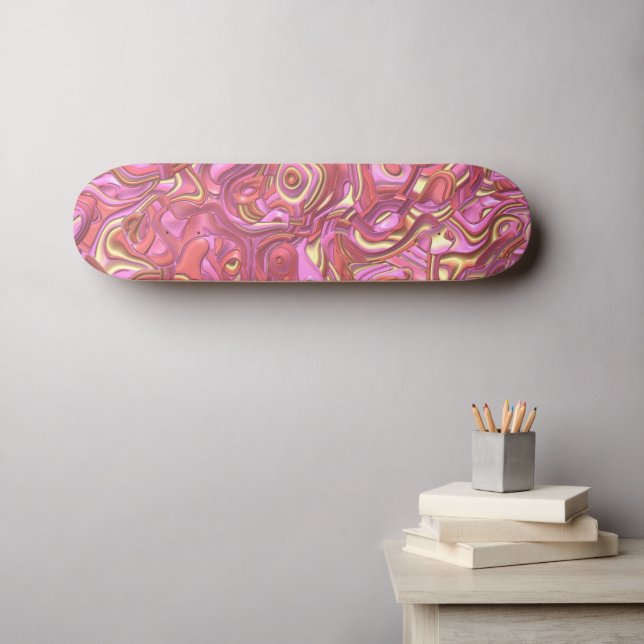 Trippiga färgglada 3D-virvlar   Mini Skateboard Bräda 18,5 Cm (Väggkonst (Horz))