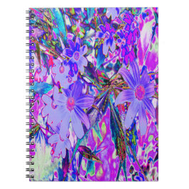 Trippiga lila och magenta färgglada vildblommor anteckningsbok