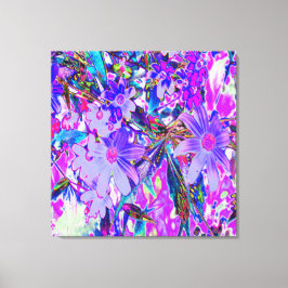 Trippiga lila och magenta färgglada vildblommor canvastryck