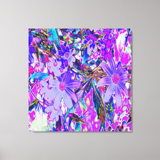 Trippiga lila och magenta färgglada vildblommor canvastryck (Framsida)