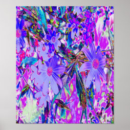 Trippiga lila och magenta färgglada vildblommor poster