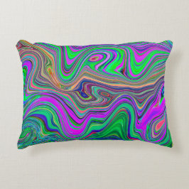 Trippiga Limegröna och Lila Vågor av Färg Prydnadskudde