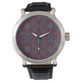 Trippigt havsgrönt och magenta abstrakt mönster armbandsur