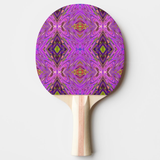 Trippigt rosa och lila abstrakt mönster pingisracket (Framsidan)