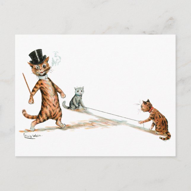 Tripping Cat Louis Wain Vykort (Framsida)