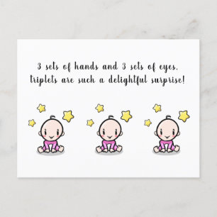 tripplingar med grattisar, nyfödda trippar vykort