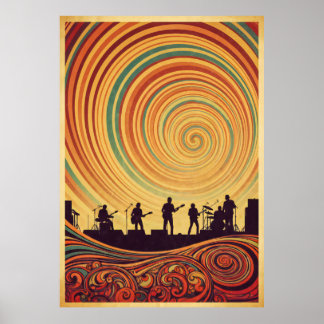 Trippy 70s Psychedelic-konsert Poster Retro Artwor