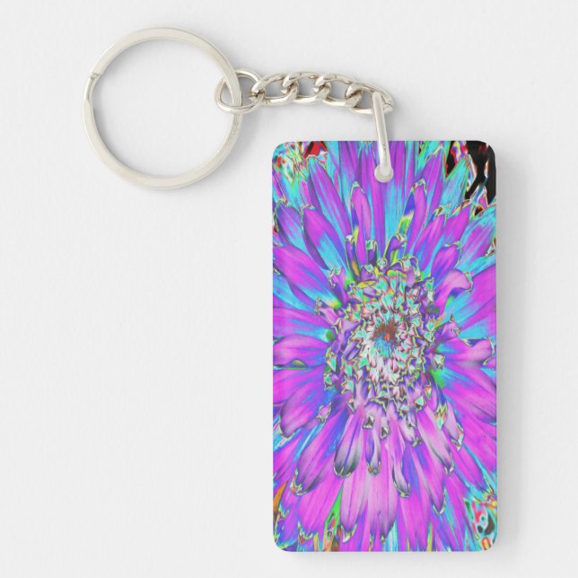 Trippy Abstrakt Aqua, Lime Green och Lila Dahlia (Framsidan)