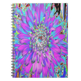 Trippy Abstrakt Aqua, Lime Green och Lila Dahlia Anteckningsbok