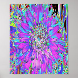 Trippy Abstrakt Aqua, Lime Green och Lila Dahlia Poster