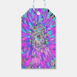 Trippy Abstrakt Aqua, Lime Green och Lila Dahlia Presentetikett