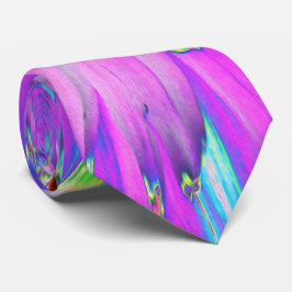 Trippy Abstrakt Aqua, Lime Green och Lila Dahlia Slips