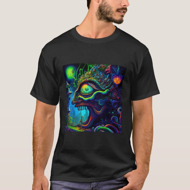 Trippy Abstrakt Lizard Psychedelic T Shirt (Framsida)