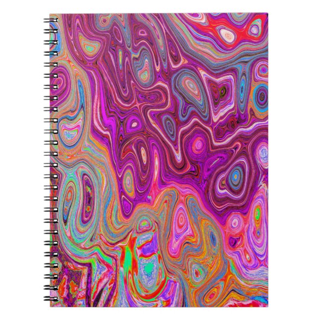 Trippy Abstrakt Magenta Rainbow Färg Retro Art Anteckningsbok (Framsidan)