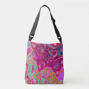Trippy Abstrakt Magenta Rainbow Färg Retro Art Axelväska
