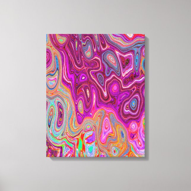 Trippy Abstrakt Magenta Rainbow Färg Retro Art Canvastryck (Framsida)