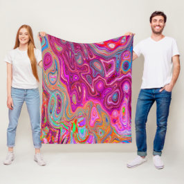 Trippy Abstrakt Magenta Rainbow Färg Retro Art Fleecefilt