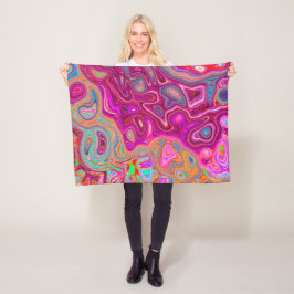 Trippy Abstrakt Magenta Rainbow Färg Retro Art Fleecefilt