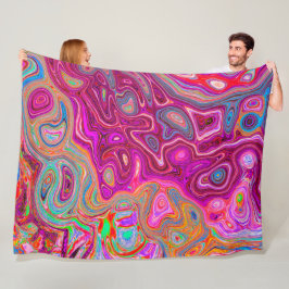 Trippy Abstrakt Magenta Rainbow Färg Retro Art Fleecefilt