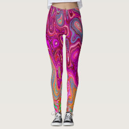 Trippy Abstrakt Magenta Rainbow Färg Retro Art Leggings
