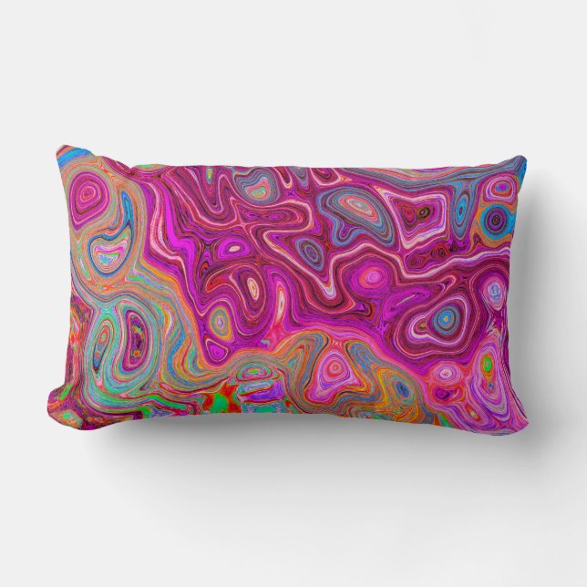 Trippy Abstrakt Magenta Rainbow Färg Retro Art Lumbarkudde (Framsida)