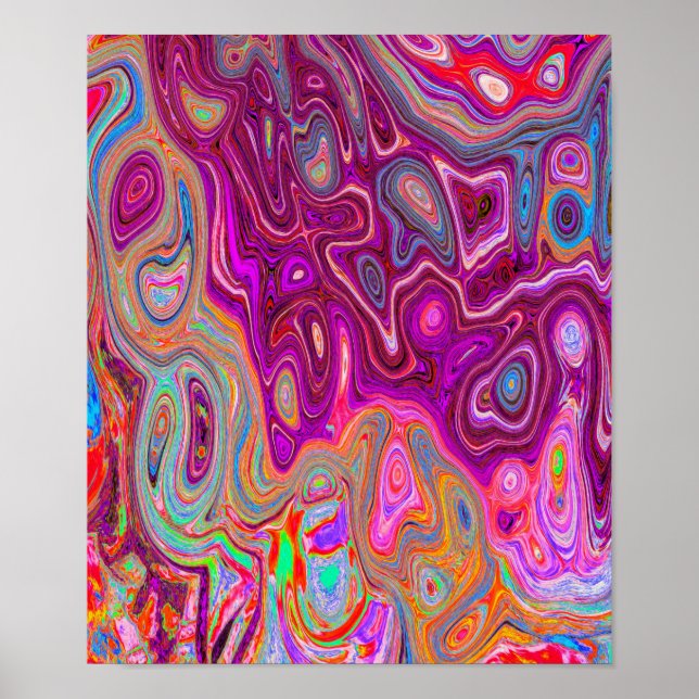 Trippy Abstrakt Magenta Rainbow Färg Retro Art Poster (Framsidan)