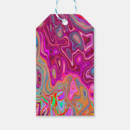 Trippy Abstrakt Magenta Rainbow Färg Retro Art Presentetikett