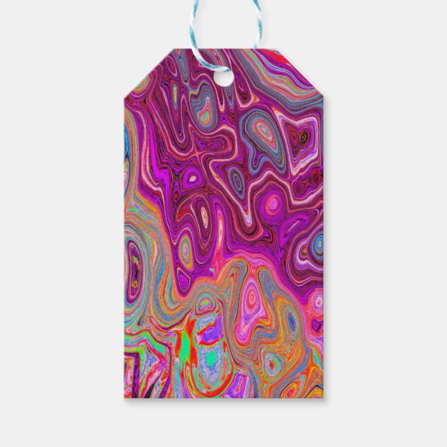 Trippy Abstrakt Magenta Rainbow Färg Retro Art Presentetikett (Framsidan)