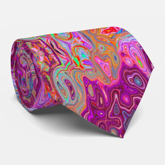 Trippy Abstrakt Magenta Rainbow Färg Retro Art Slips (Rullad)