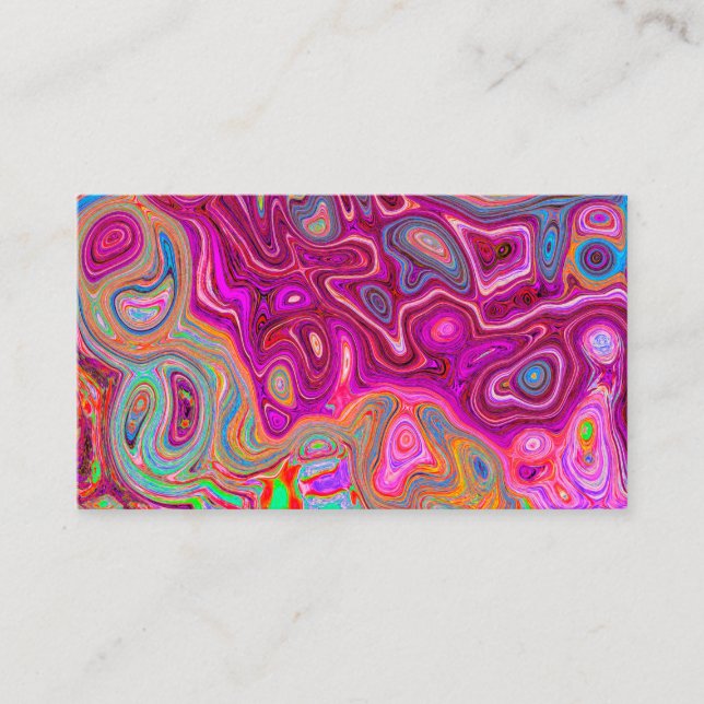 Trippy Abstrakt Magenta Rainbow Färg Retro Art Visitkort (Framsida)