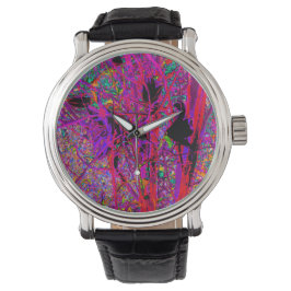 Trippy Abstrakt Rainbow Oriental Lily Flowers Armbandsur