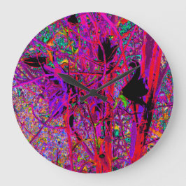 Trippy Abstrakt Rainbow Oriental Lily Flowers Stor Klocka