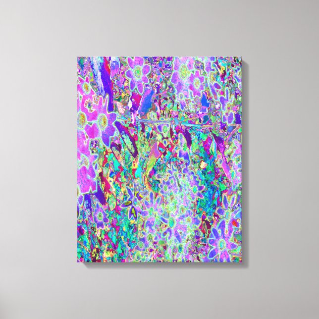 Trippy Abstrakt Rosa och Lila blommor Canvastryck (Framsida)