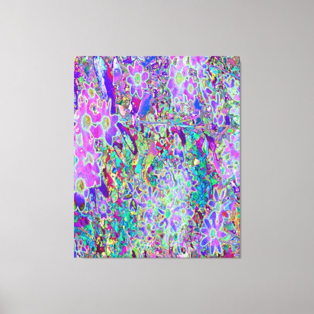 Trippy Abstrakt Rosa och Lila blommor Canvastryck (Framsida)