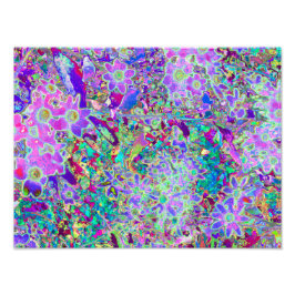 Trippy Abstrakt Rosa och Lila blommor Fototryck
