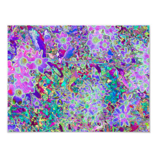 Trippy Abstrakt Rosa och Lila blommor Fototryck (Framsidan)