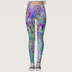 Trippy Abstrakt Rosa och Lila blommor Leggings