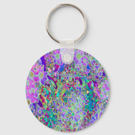 Trippy Abstrakt Rosa och Lila blommor Nyckelring