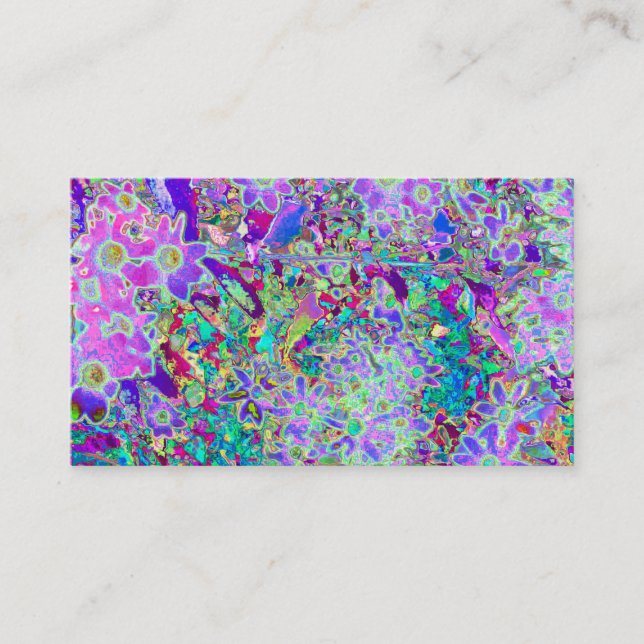 Trippy Abstrakt Rosa och Lila blommor Visitkort (Framsida)