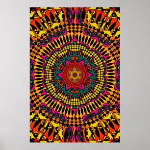 Trippy affisch: Psychedelic Kaleidoscopekonstverk Poster