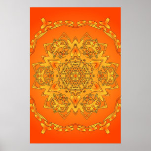 Trippy affisch: Psychedelic sexhörnigt konstverk Poster