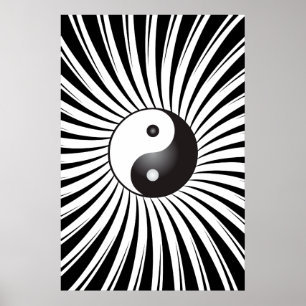 Trippy affisch: Yin Yang symbol & spiral design Poster