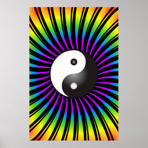 Trippy affisch: Yin Yang symbol & spiral design Poster