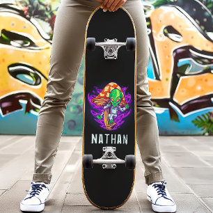 Trippy Alien Mushroom Personlig Namn Mini Skateboard Bräda 18,5 Cm